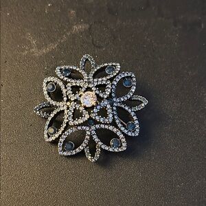 Intricate Black and Silver Brooch